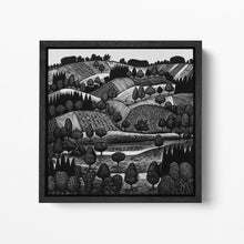 Laden Sie das Bild in den Galerie-Viewer, Black And White Drawing Eesti Maastik Eelma Herald Canvas Wall Art Eco Leather Print Black Frame