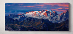 Marmolada Glacier, Colfosco, Italy at Dawn Wall Art Framed Canvas Print 70x30 cm