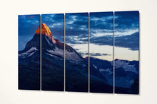 Laden Sie das Bild in den Galerie-Viewer, Cervino Mountain Sunnegga Zermatt Switzerland Canvas Wall Art Eco Leather Print 5 Panels