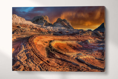 White Pocket Vermilion Cliffs National Monument Arizona Wall Art Framed Canvas Eco Leather Print, Made in Italy!