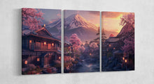 Carica l&#39;immagine nel visualizzatore di Gallery, Cherry Blossom Japan Dreamscape Wall Art Home Decor Framed Canvas Print 3 Panels