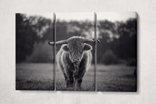 Load image into Gallery viewer, Brown Yak Three Panels Black and White Wall Art Eco Leather Print