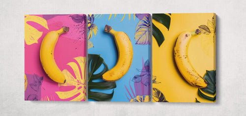 Pop Art Bananas: A Vibrant Tribute to Andy Warhol Wall Art Home Decor Framed Canvas Print 3 Panels