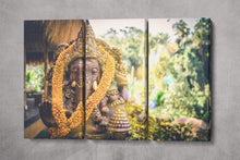 Laden Sie das Bild in den Galerie-Viewer, Golden Blessings of Ganesha: A Sacred Journey in Art Wall Decor Eco Leather Print 3 Panels