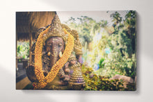 Laden Sie das Bild in den Galerie-Viewer, Golden Blessings of Ganesha: A Sacred Journey in Art Wall Decor Eco Leather Print