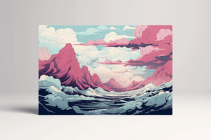 Abstract Cloudscape Pastel Mountain Japan Art Scene Eco Leather Wall Art Canvas Print