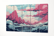 Load image into Gallery viewer, Abstract Cloudscape Pastel Mountain Japan Art Scene Eco Leather Wall Art Canvas Print 5 Panels