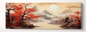 Autumnal Gradation in Japanese Landscape Wall Art Framed Canvas Eco Leather Print Large