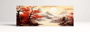 Autumnal Gradation in Japanese Landscape Wall Art Framed Canvas Eco Leather Print Large Landscape