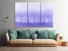 Carica l&#39;immagine nel visualizzatore di Gallery, Purple Trees in The Fog Canvas Wall Art Eco Vegan Leather Print