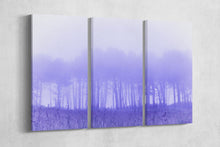 Carica l&#39;immagine nel visualizzatore di Gallery, Purple Trees in The Fog Canvas Wall Art Home Decor Eco Vegan Leather Print 3 Panels
