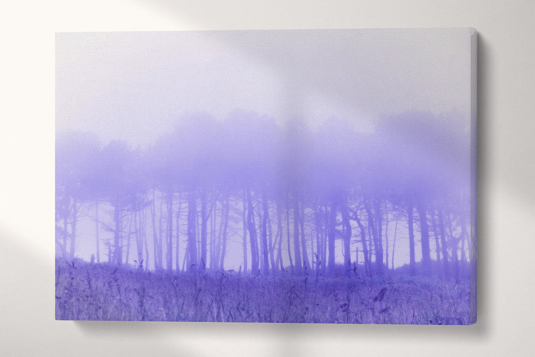 Purple Trees in The Fog Canvas Wall Art Home Decor Eco Vegan Leather Print