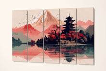 Laden Sie das Bild in den Galerie-Viewer, Pink Japan Artwork Wall Art 5 Panel Canvas