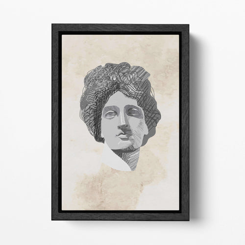 Roman Head Artwork Canvas Wall Art Black Frame Eco Leather Print