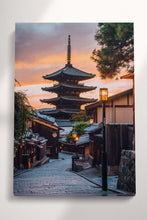 Load image into Gallery viewer, Kyoto Pagoda at dusk wall art canvas eco leather print framed