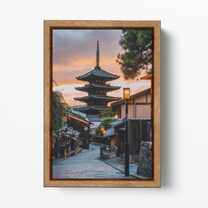 Kyoto Pagoda at dusk wall art canvas eco leather print wood frame