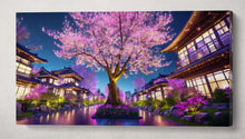 Laden Sie das Bild in den Galerie-Viewer, Cherry Tree Houses At Night Anime Japan canvas
