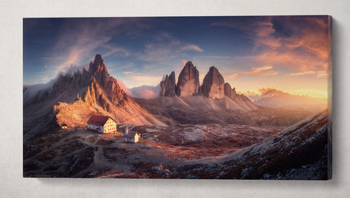 Dolomiti Tre Cime di Lavaredo Mountain Peak canvas leather print